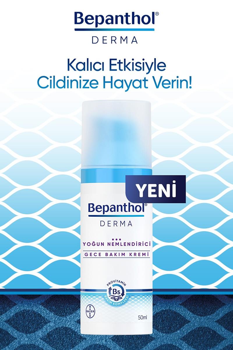 Bepanthol Derma Yoğun Nemlendirici Gece Bakım Kremi 50 ml Provitamin B5 Bakım Kompleksi Nasıl kullanılır öğrenin ve  kullanıcı yorumlarına gözatın.