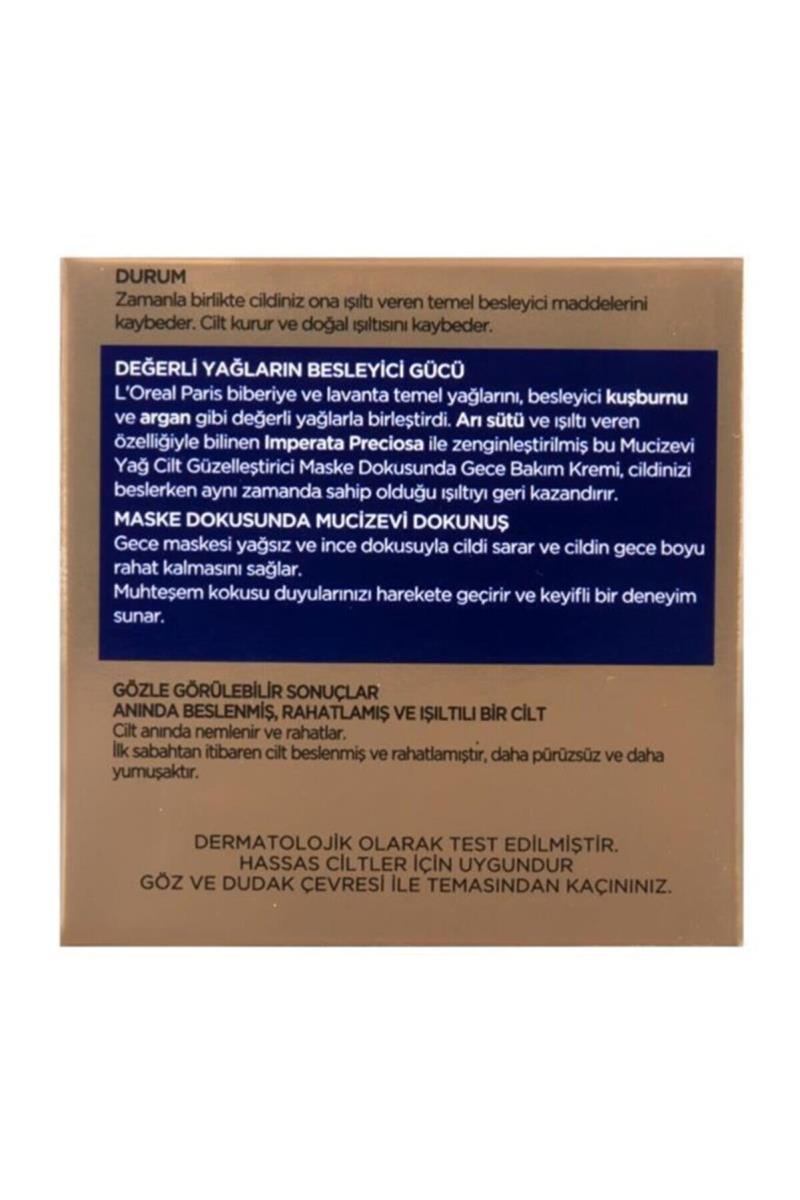 L'Oreal Paris Paris Mucizevi Yağ Cilt Güzelleştirici Gece Bakım Kremi Nasıl kullanılır öğrenin ve  kullanıcı yorumlarına gözatın.