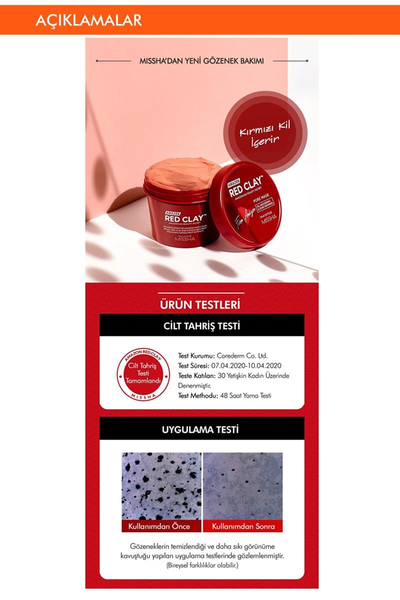 Missha Gözenekli Ciltler İçin Amazon Kili Maskesi 110ML Amazon Red Clay Pore Mask Nasıl kullanılır öğrenin ve  kullanıcı yorumlarına gözatın.