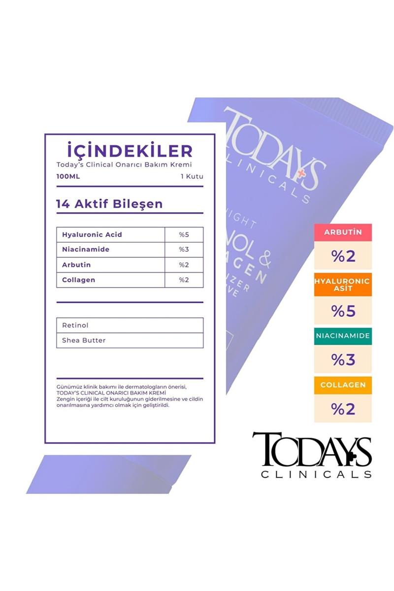 TODAYS CLİNİCALS Onarıcı Krem - Retinol Shea Butter Hyaluronic Acıd %5 Collagen % 2 Arbutin % 2 Nasıl kullanılır öğrenin ve  kullanıcı yorumlarına gözatın.